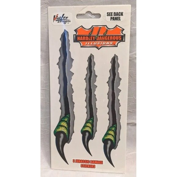 NWT Stickers Claws Jurassic Decal Car Damage Hardley Dangerous Dinosaur Y2K 2001 - Picture 8 of 8